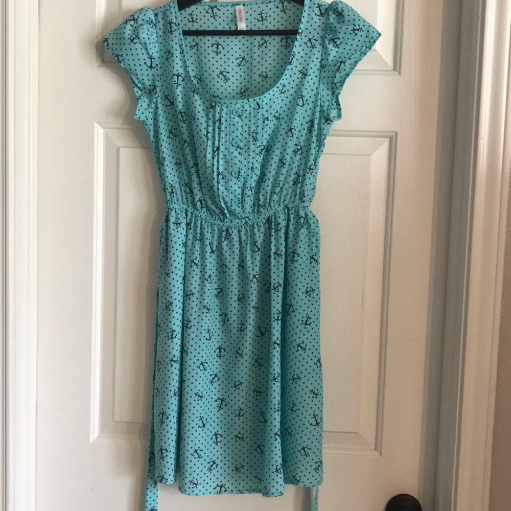 Nautical Teal Dress with Anchors
